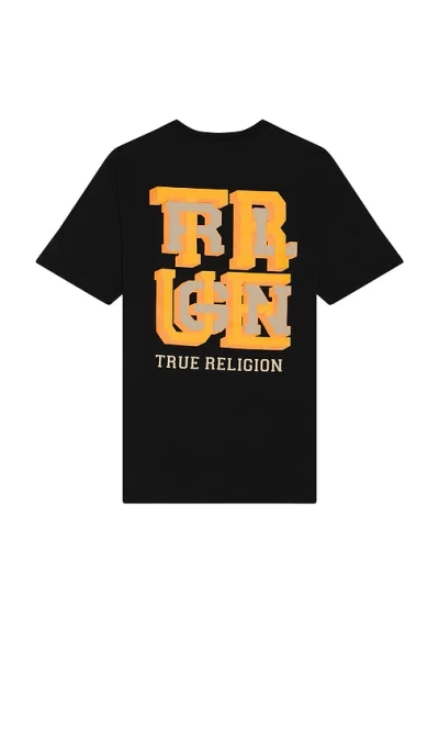 True Religion High Density Letter Tee In Black