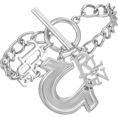 True Religion Horseshoe & Logo Charm Bracelet In Gray