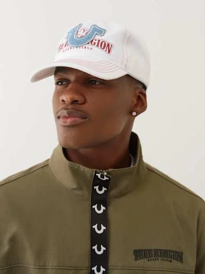 True Religion Horseshoe Applique Baseball Hat In White