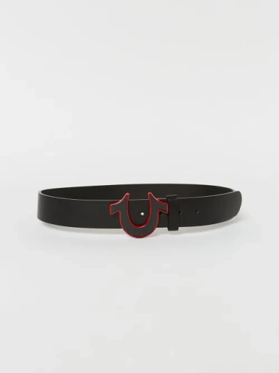 True Religion Horseshoe Buckle Belt In Black