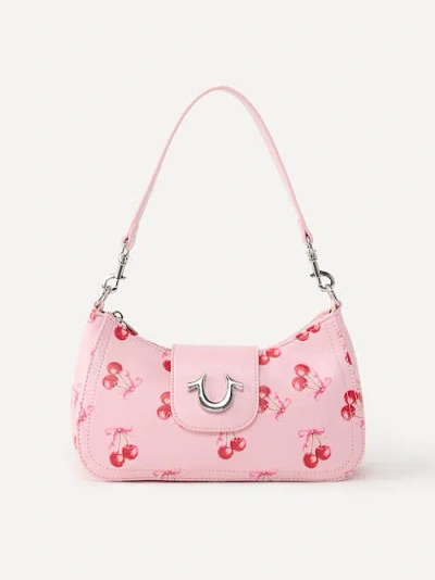 True Religion Horseshoe Cherry Flap Handbag In Pink
