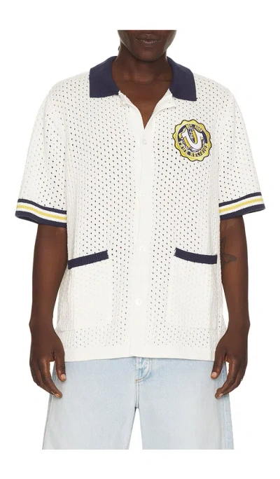 True Religion Horseshoe Crest Knit Shirt In Multi