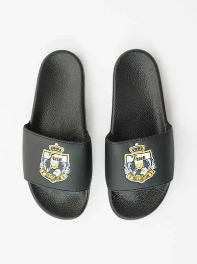 True Religion Horseshoe Crest Slides In Black