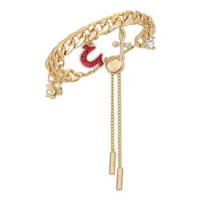 True Religion Horseshoe Cross Slider Bracelet In Gold