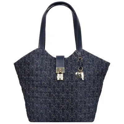 True Religion Horseshoe Denim Charm Tote In Blue