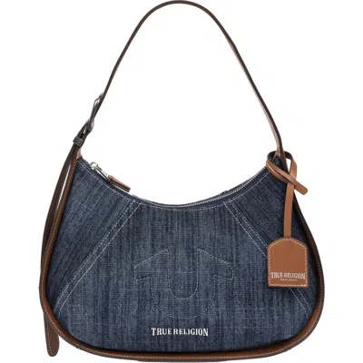 True Religion Horseshoe Denim Shoulder Bag In Blue
