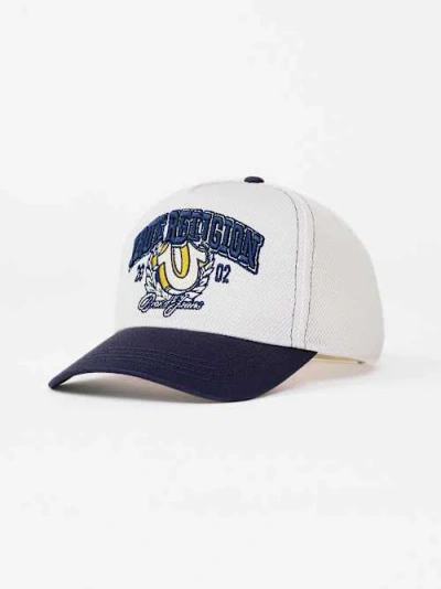 True Religion Horseshoe Emblem Baseball Hat In White