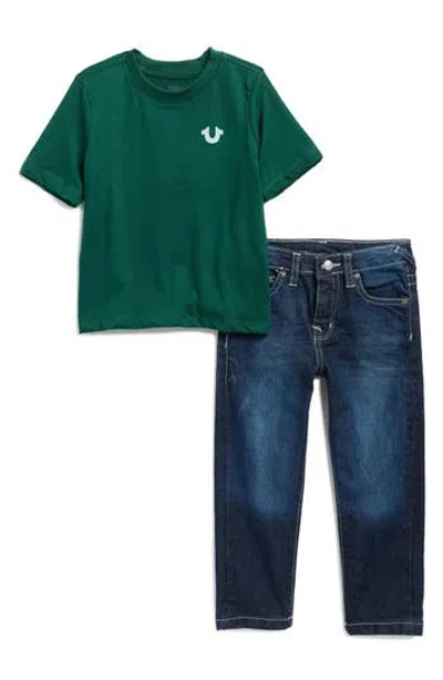 True Religion Kids'  Horseshoe Graphic T-shirt & Jeans Set In Green