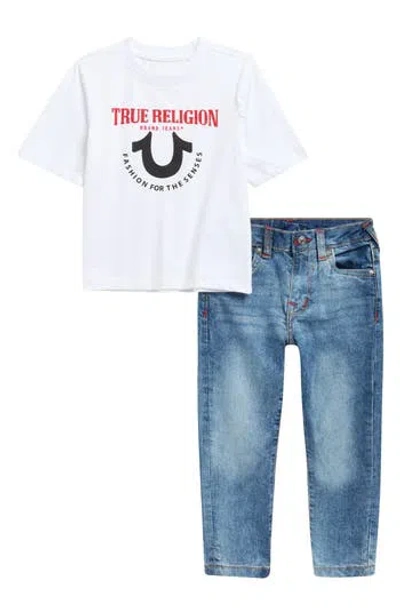 True Religion Kids'  Horseshoe Graphic T-shirt & Jeans Set In White