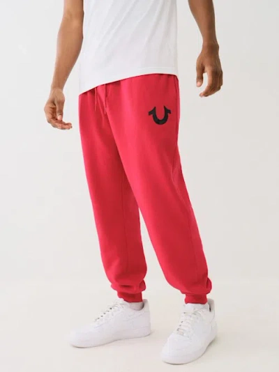 True Religion Horseshoe Logo Drawstring Jogger In Red