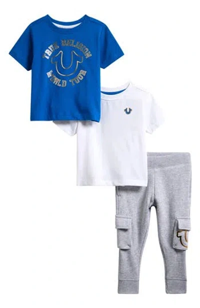 True Religion Babies'  Horseshoe Logo T-shirts & Joggers Set In Blue