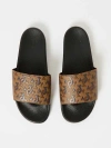 True Religion Horseshoe Monogram Slides In Brown