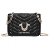True Religion Horseshoe Multi Stud Flap Crossbody In Black