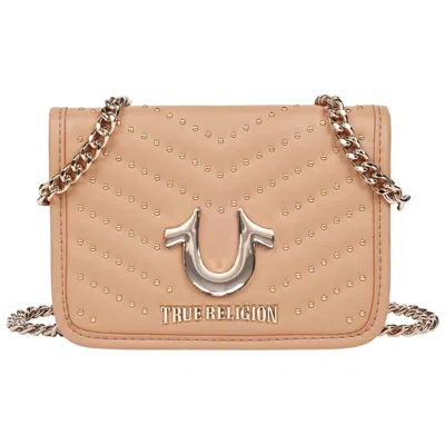 True Religion Horseshoe Multi Stud Flap Crossbody In Brown