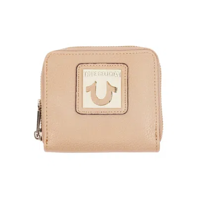 True Religion Horseshoe Plaque Mini Zip-around Wallet In Neutral