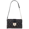 True Religion Horseshoe Quilt Logo Plaque Flap Shoulder Bag In Black
