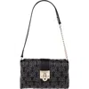 True Religion Horseshoe Quilt Logo Plaque Flap Shoulder Bag In Black