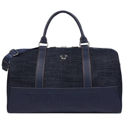 True Religion Horseshoe Quilting Denim Weekender Duffel Bag In Blue
