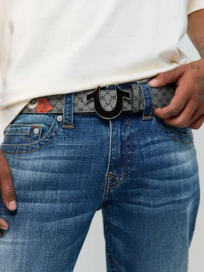True Religion Horseshoe Serpent Belt In Gray
