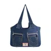 TRUE RELIGION HORSESHOE STITCH DARK NAVY SATCHEL