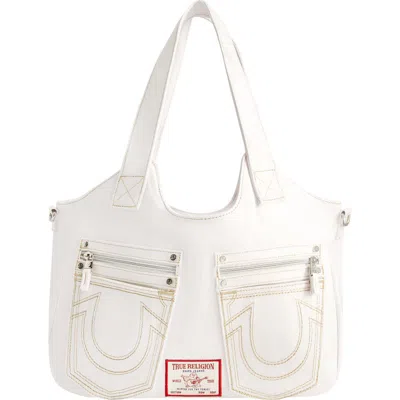 True Religion Horseshoe Stitch Satchel In White