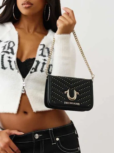 True Religion Horseshoe Studded Handbag In Black