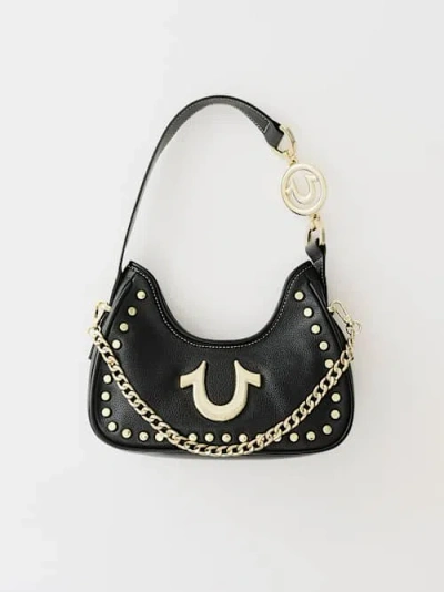 True Religion Horseshoe Studded Shoulder Bag In Black