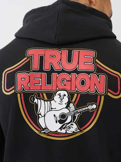 True Religion Horseshoe Zip Hoodie In Black