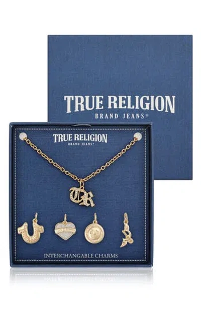 True Religion Interchangeable Charm Necklace Set In Gold