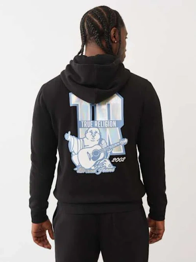True Religion Iridescent Logo Zip Hoodie In Black
