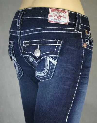 Pre-owned True Religion Jeans Brand Becky Rainbow Pocket Dark Lovestruck Size 26 10564sm In Blue