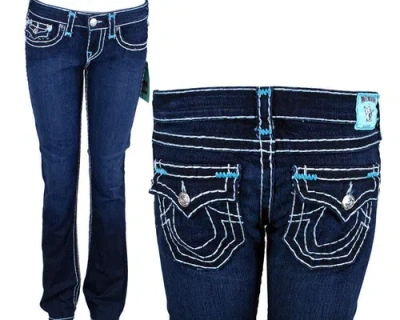 Pre-owned True Religion Jeans Brand Billy Super T Brights Sea Blue Bartacks Wjc572bb2