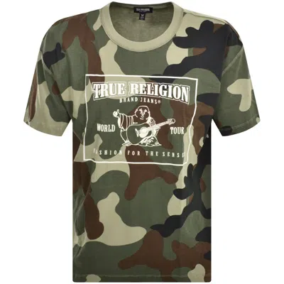 True Religion Jeans Drop Shoulder T Shirt Green