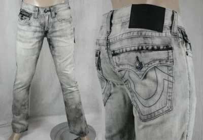 Pre-owned True Religion Jeans Men's Ricky Classic Straight Black Dk Antelope M08859gj3 In Gray