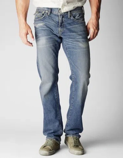 Pre-owned True Religion Jeans Men's Ricky Straight Big T Hard Daze Mwm859oik6 In Blue