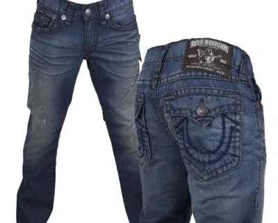 Pre-owned True Religion Jeans Men's Ricky Super T Shasta Brown Navy Stitch M24859u38