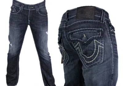 Pre-owned True Religion Jeans Men's Ricky Super T Wolf Point Gray Black Stitch M08859di5