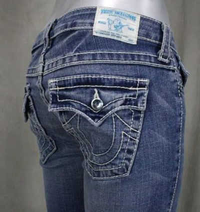 Pre-owned True Religion Jeans Women's Disco Joey Big T Medium Drifter Aqua 10503ac Rare
