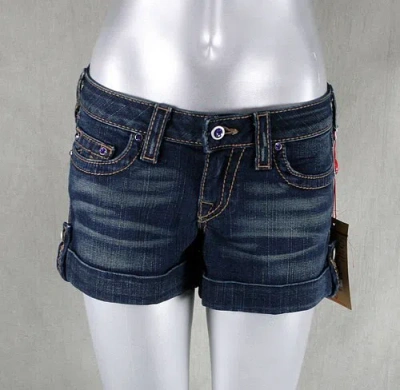 Pre-owned True Religion Jeans Women's Shorts Disco Jess Big T Dakota Sky Purple 104j31a97