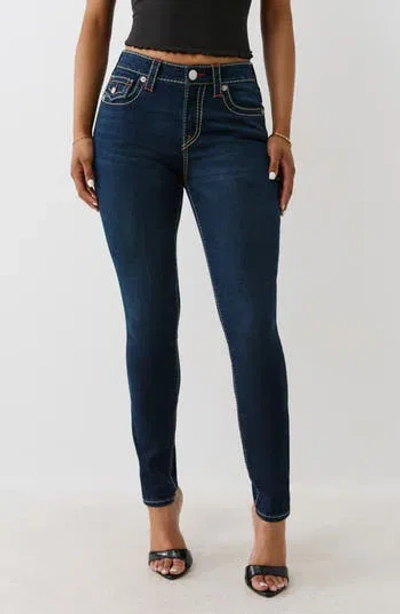 True Religion Jennie Big T Mid Rise Flap Pocket Skinny Jeans In Blue