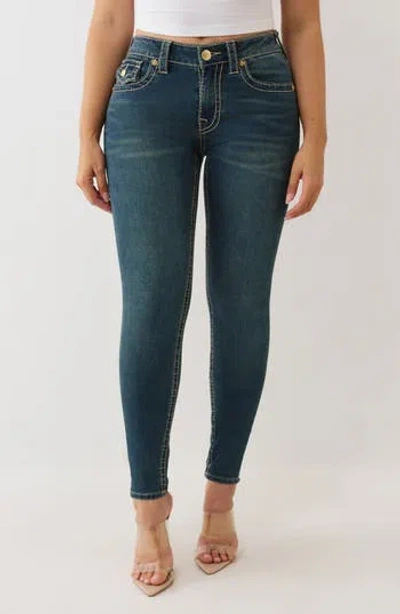 True Religion Jennie Big T Mid Rise Flap Pocket Skinny Jeans In Blue