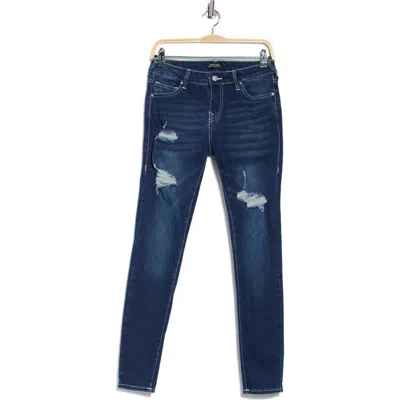 True Religion Jennie Curvy Mid Rise Skinny Jeans In Blue