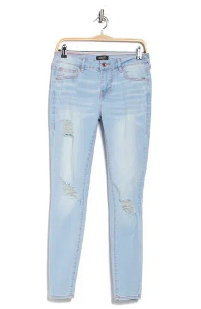 True Religion Jennie Curvy Ripped Mid Rise Skinny Jeans In Blue