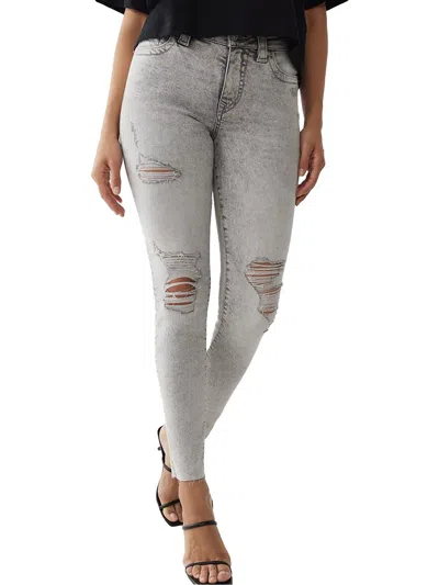 True Religion Jennie Curvy Womens Mid-rise Destroyed Skinny Jeans In Multi