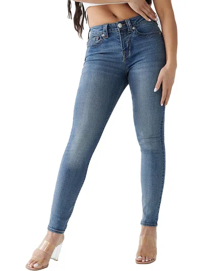 True Religion Jennie Curvy Womens Mid-rise Medium Wash Skinny Jeans In Blue