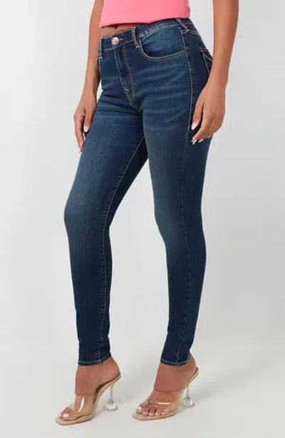 True Religion Jennie High Rise Flap Skinny Jeans In Blue