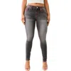 True Religion Becca Womens Contrast Trim Denim Bootcut Pants In Charcoal