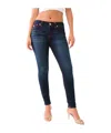 True Religion Ondine Jennie Mid Rise Skinny Big T Jean In Black