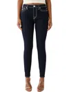 True Religion Jennie Womens Mid Rise Dark Wash Skinny Jeans In Brown
