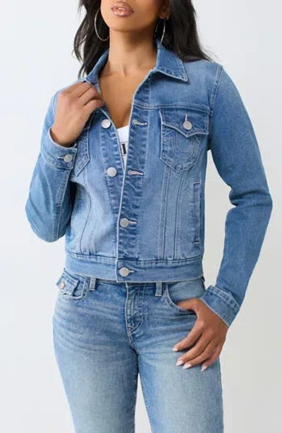 True Religion Jesse Heart Denim Jacket In Blue